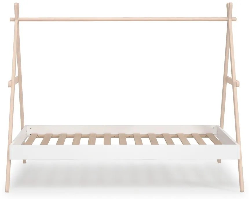 Białe łóżko dziecięce w kształcie domku z drewna sosnowego 90x200 cm Trufa – Marckeric