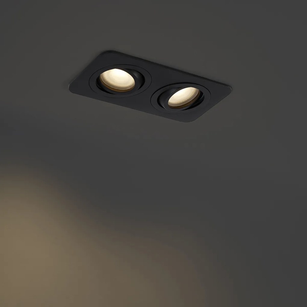 Okrągły reflektor wpuszczany czarny GU10 50 mm obrotowy i przechylany IP44 2-źródła światła - Alberto