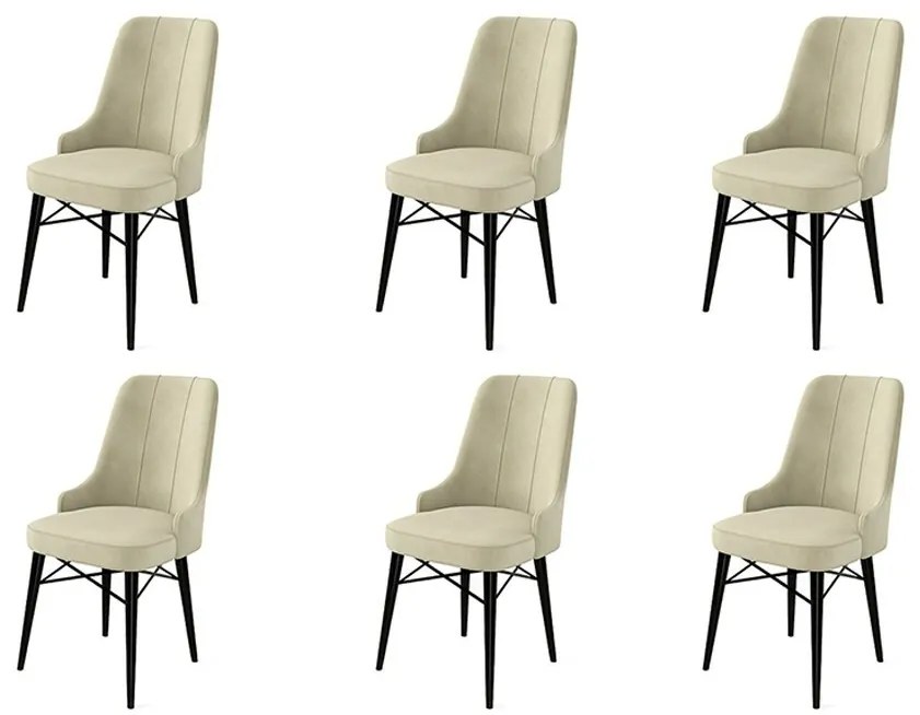 Zestaw krzeseł do jadalni Pare Cream and Black, 6 szt., 6 szt.