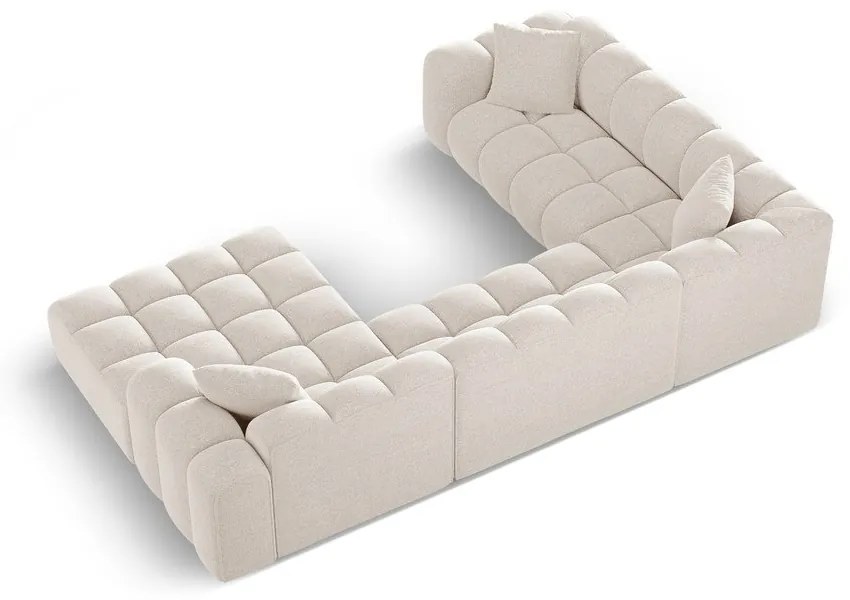 Kremowy narożnik z tkaniny szenilowej (lewostronny/w kształcie litery U) Treno – Cosmopolitan Design