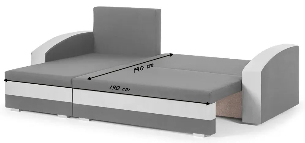 MEGA OKAZJA Narożnik kanapa z funkcją spania KING Jasny brąz/Biały