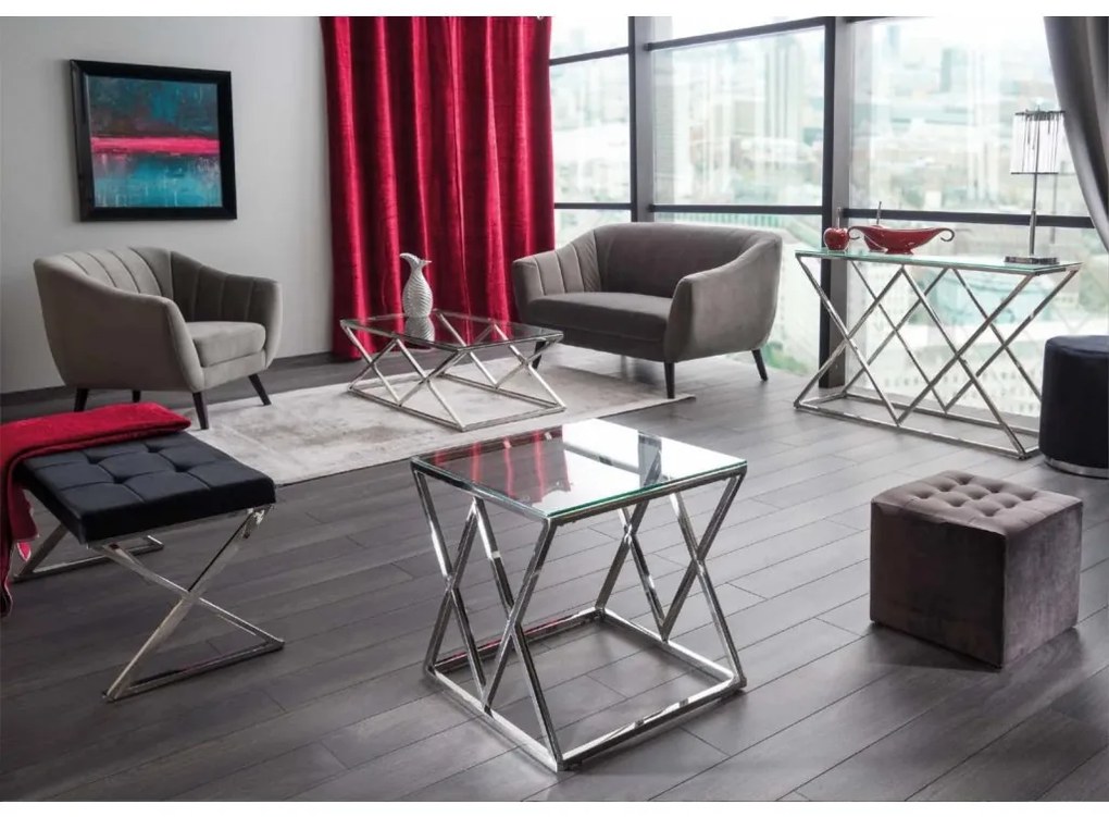 Stary różowy taboret LORI VELVET