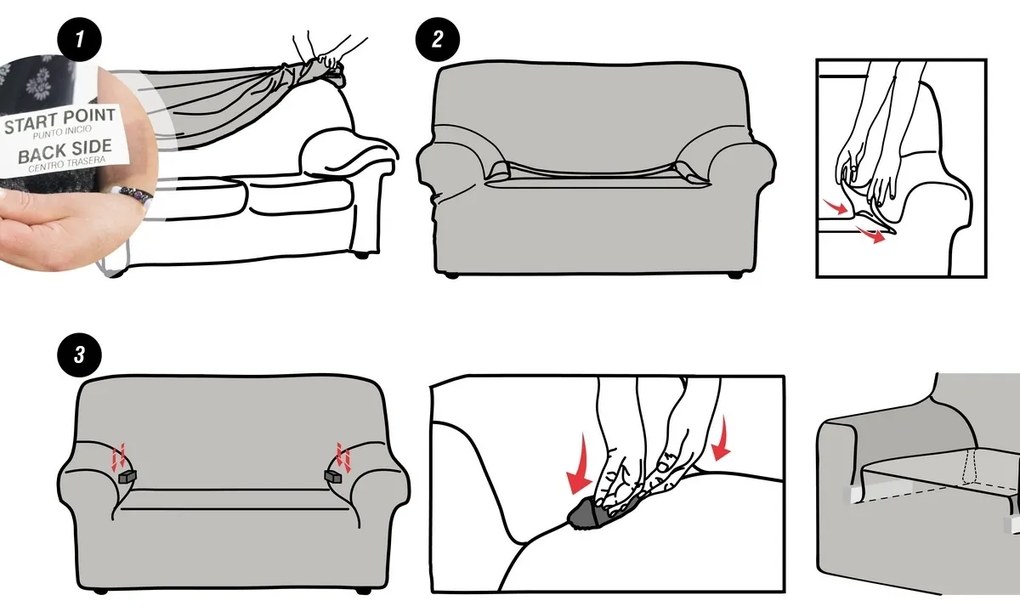 Rozciągliwy pokrowiec na sofę ESTIVELLAciemnoszary, 140-180 cm, 140 - 180 cm