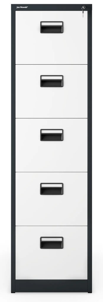 Szafa kartotekowa metalowa z 5 szufladami antracytowo-biała, 460x1625.5x620 mm: SARA