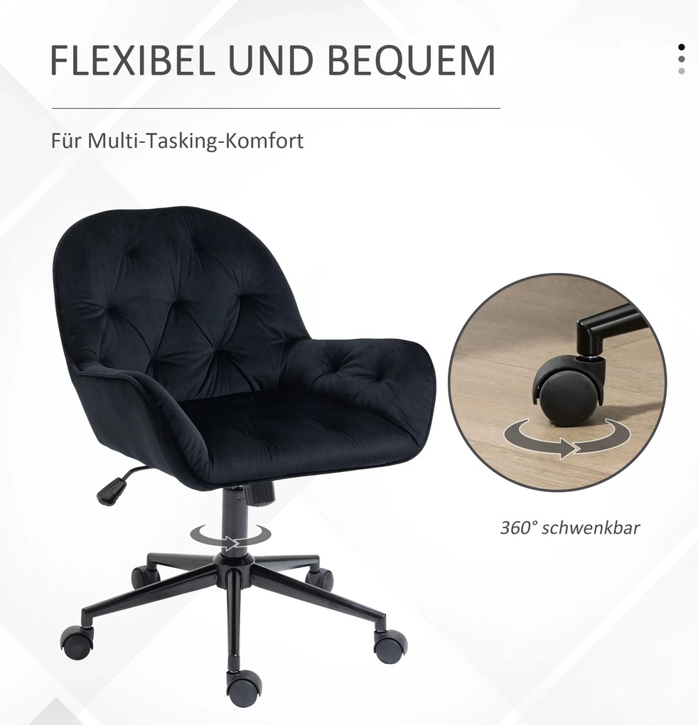 Vinsetto Ergonomiczny fotel wypoczynkowy z miękką regulacją czarnym metalem aksamitnym