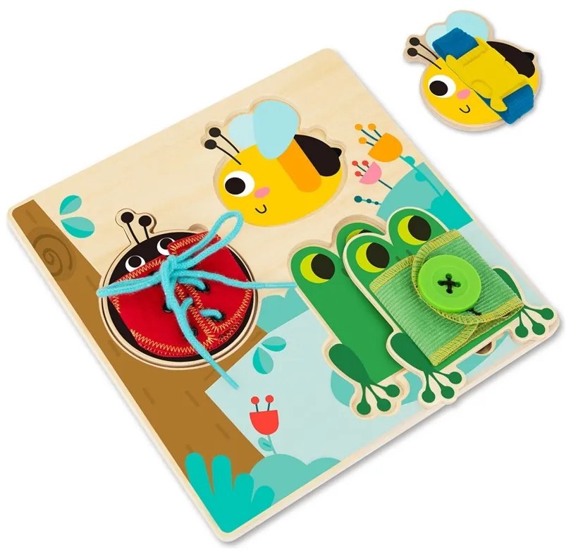 Tooky toy drewniana tablica edukacyjna sorter trening ćwiczenia sznurek guzik klamerka
