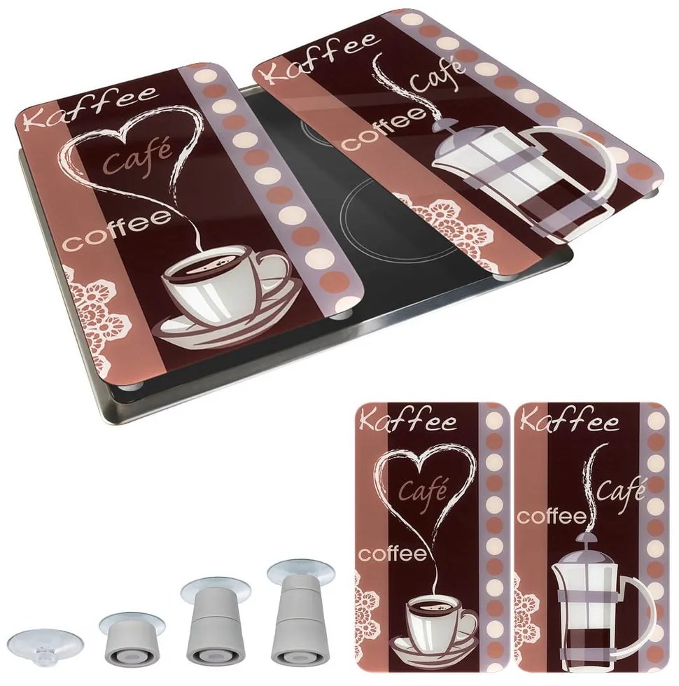 Zestaw 2 szklanych płyt ochronnych na kuchenkę Maximex Coffee, 52x30 cm