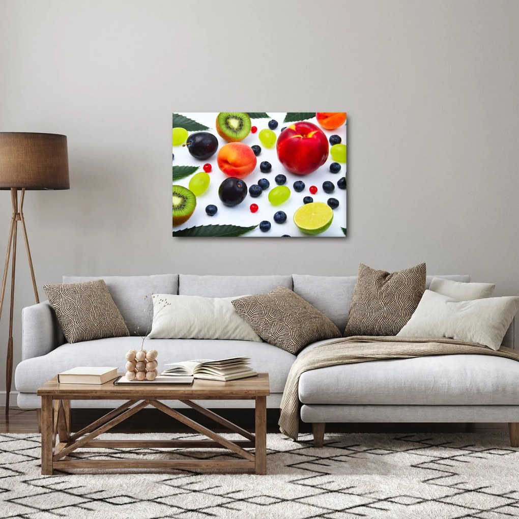 Obraz owoców z kroplami wody (70x50 cm)