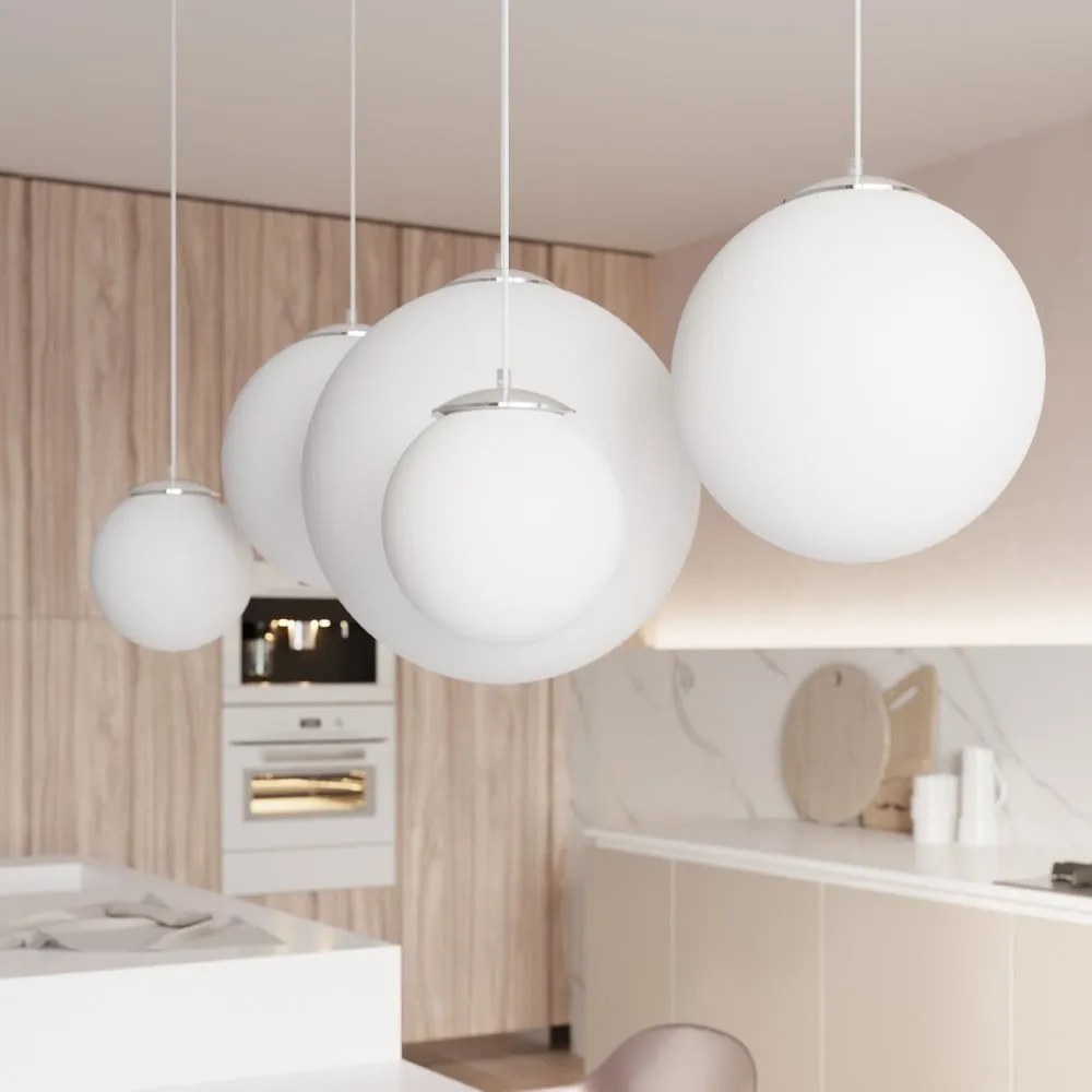 Biała lampa wisząca ze szklanym kloszem ø 40 cm Bianco – Nice Lamps