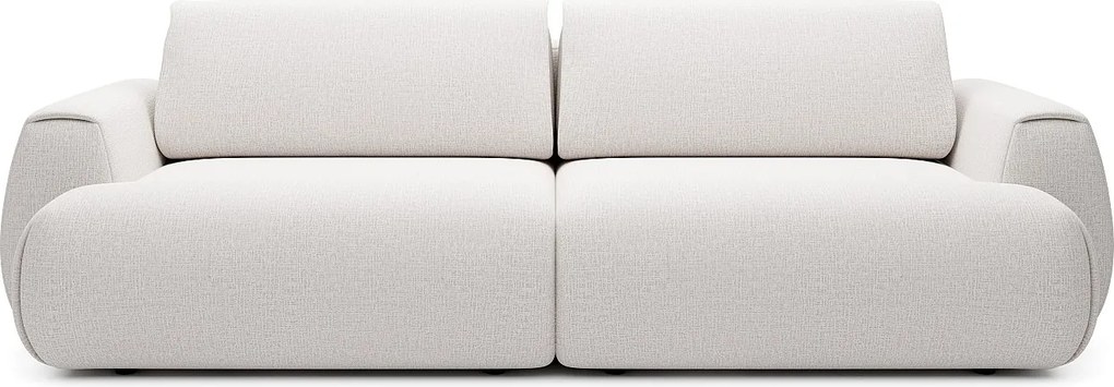 Kanapa 4-osobowa rozkładana z tkaniny szenilowej w kolorze kości słoniowej MONELIA