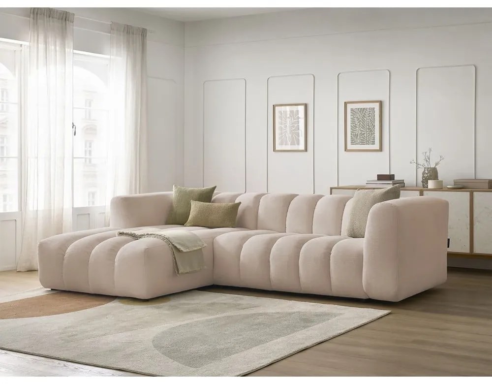 Beżowy narożnik (lewostronny/z szezlongiem) Talia – Bobochic Paris
