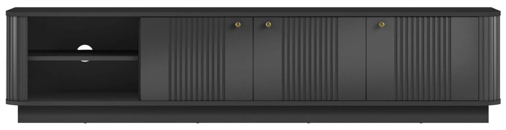 Szafka RTV Vesper 3D 187 cm na cokole - czarny / złote uchwyty