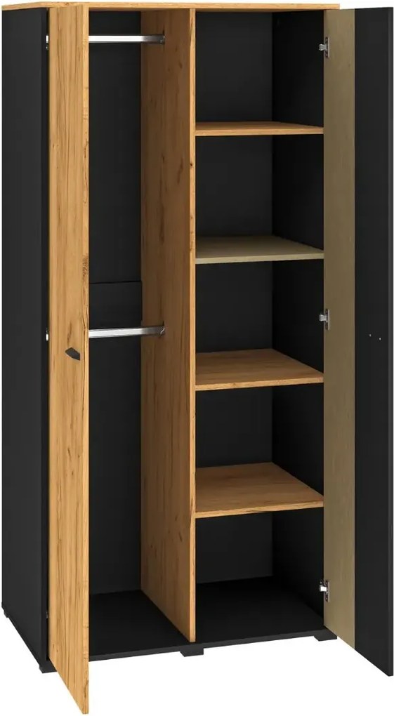 Szafa młodzieżowa COLIN 02 2D dąb złoty craft/czarna ML MEBLE