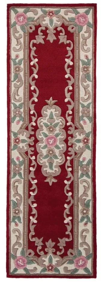 Czerwony wełniany dywan Flair Rugs Aubusson, 67x210 cm