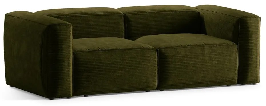 Zielona sztruksowa sofa 224 cm Bergamo – Cosmopolitan Design