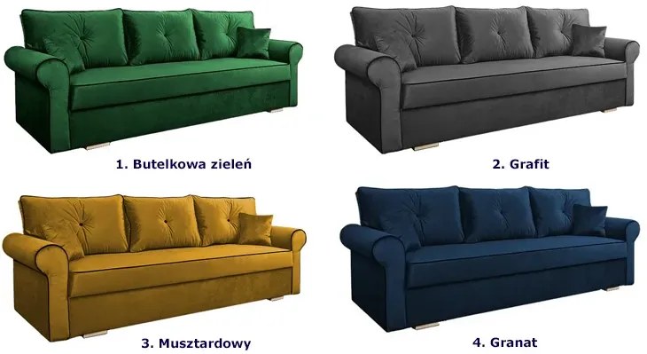Welurowa rozkładana kanapa granat B9-A45