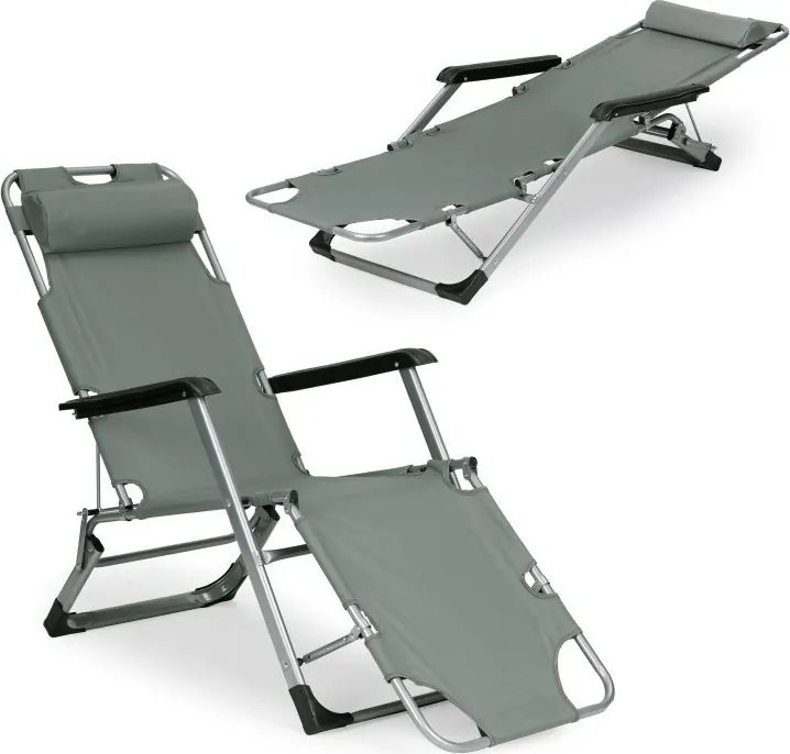 Składany leżak ogrodowy z regulacją Santora 010, szary
