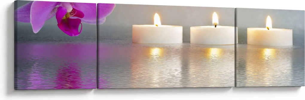 Obraz świec na wodzie (170x50 cm)