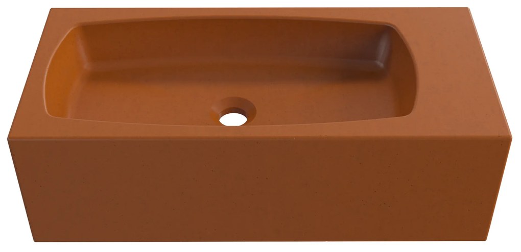 Zestaw umywalka betonowa prostokątna bez otworu na baterię 65 x 30 cm z półką ZALM i konsola