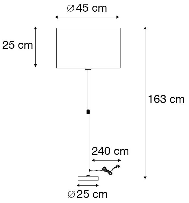 Lampa podłogowa regulowana czarna klosz czarno-biały 47cm - Parte Nowoczesny Oswietlenie wewnetrzne