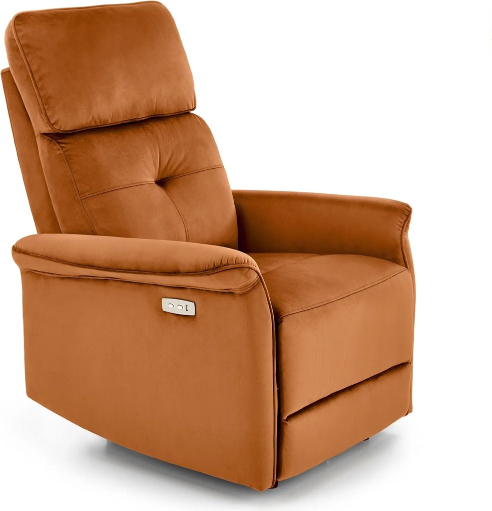 Aksamitny fotel Semir z funkcją elektrycznego rozkładania