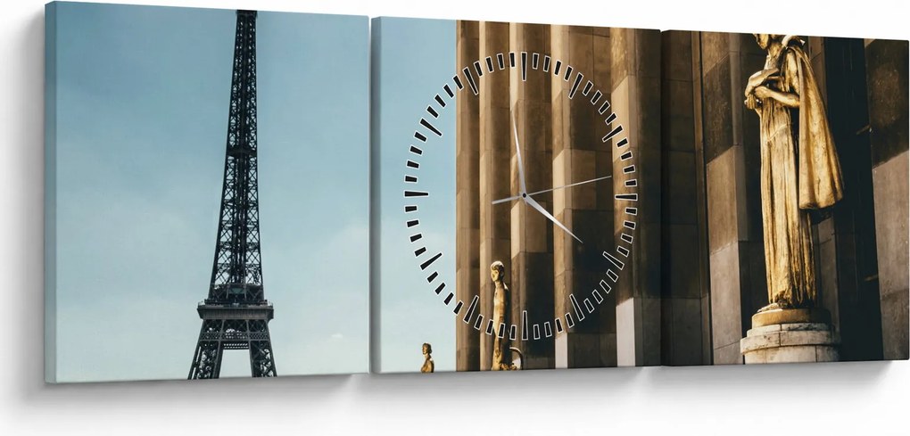 Obraz z placu Trocadero, Paryż (z zegarem) (90x30 cm)