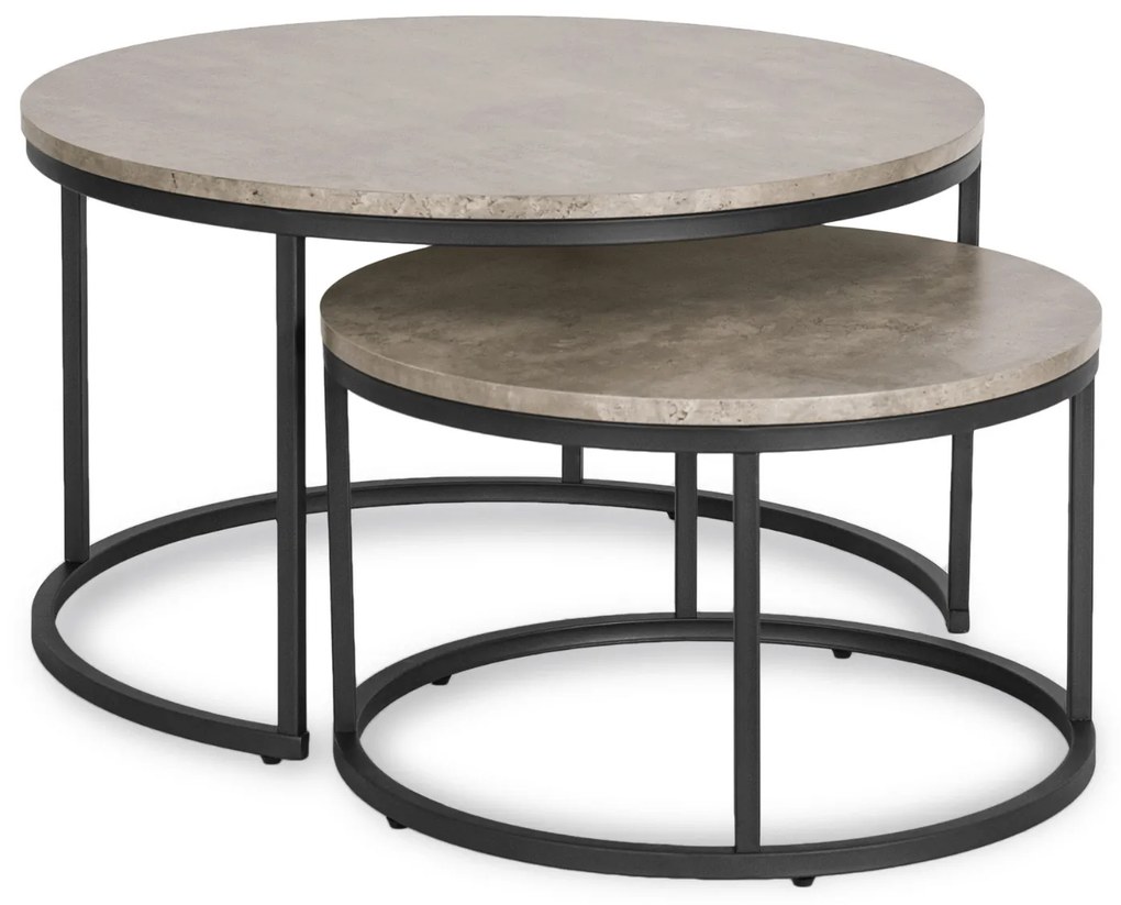 Zestaw Stolików Kawowych ROCKY MAX 60 cm/80 cm Szary Beton Nowoczesny Loft