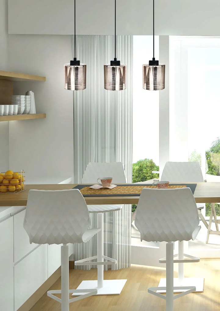 Srebrna szklana lampa wisząca - D266 B0-W86