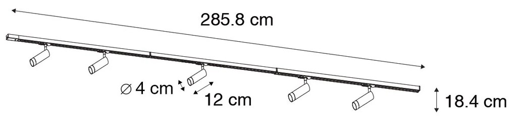 Nowoczesny system szynowy z 5 reflektorami czarny 1-fazowy 3,5cm - Iconic Jeana Luxe Nowoczesny Oswietlenie wewnetrzne