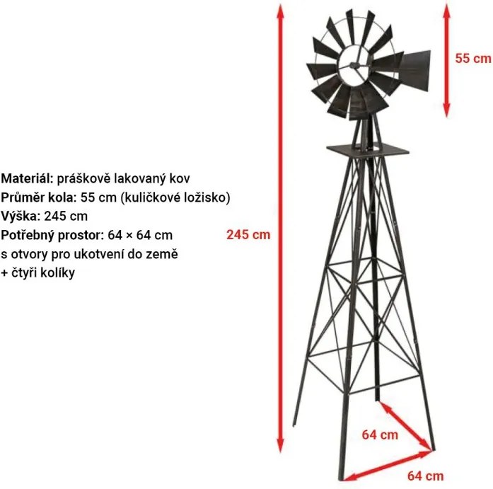 STILISTA  Wiatrak, 245 x 55 cm, stal, brąz