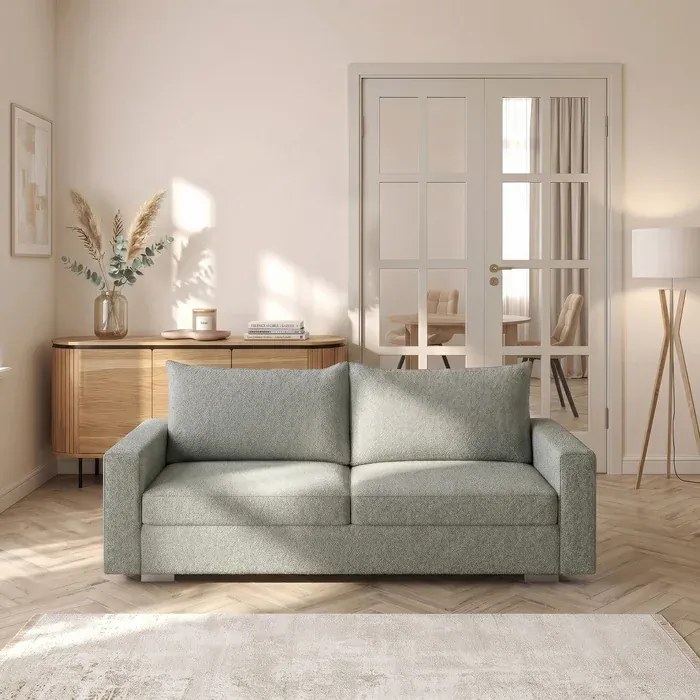 Sofa z Funkcją Spania DRAVOS Szara Boucle Nowoczesna