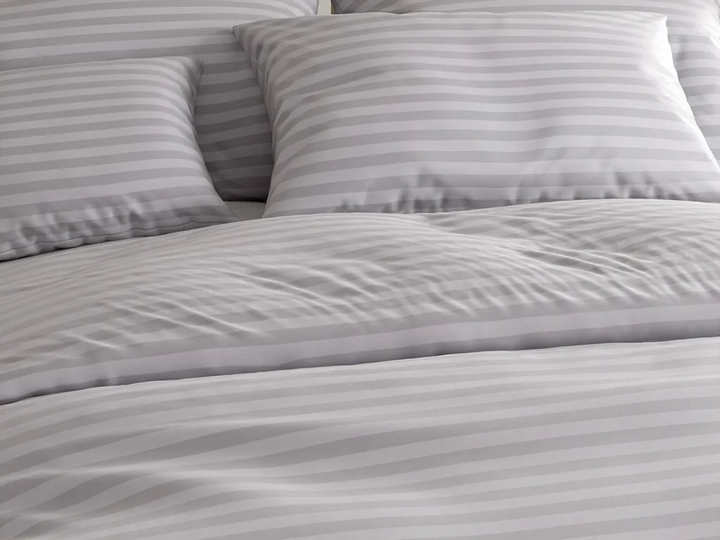 PrzytulneMieszkanie.pl PrzytulneMieszkanie.pl Hotelowa pościel z mikrofibry JASMINE jasnoszara - pasek 2 cm, hotelowa kieszeń Rozmiar pościeli: 70 x 90 cm | 140 x 200 cm