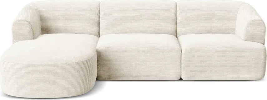 Beżowy sztruksowy narożnik (lewostronny/z szezlongiem) Campi – Cosmopolitan Design