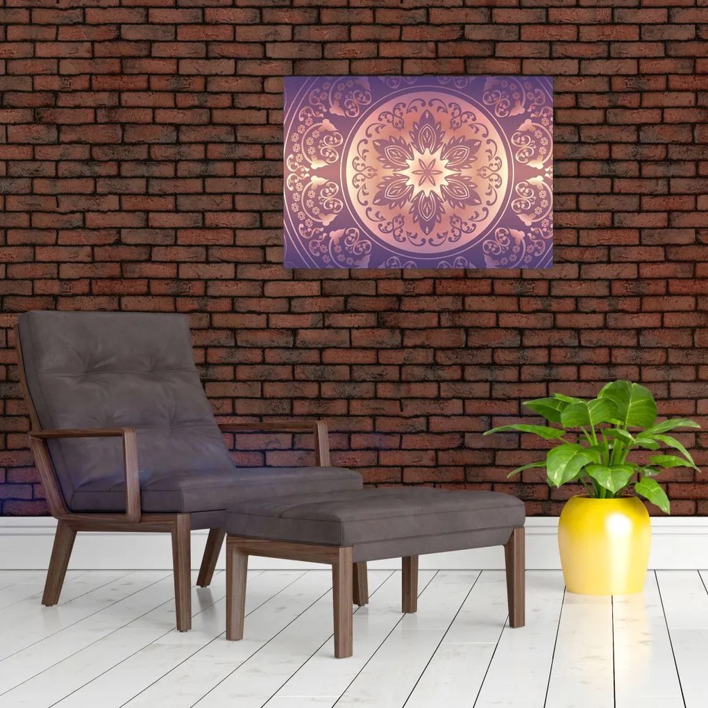 Obraz - Mandala na fioletowym gradiencie (70x50 cm)