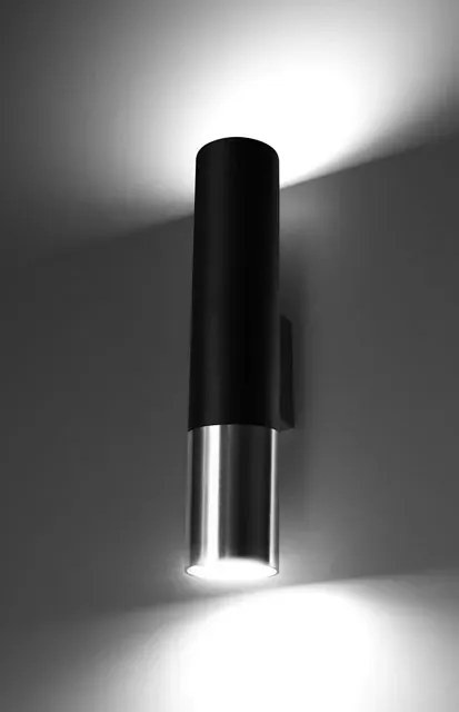 Czarno-chromowany kinkiet tuba D1-L69