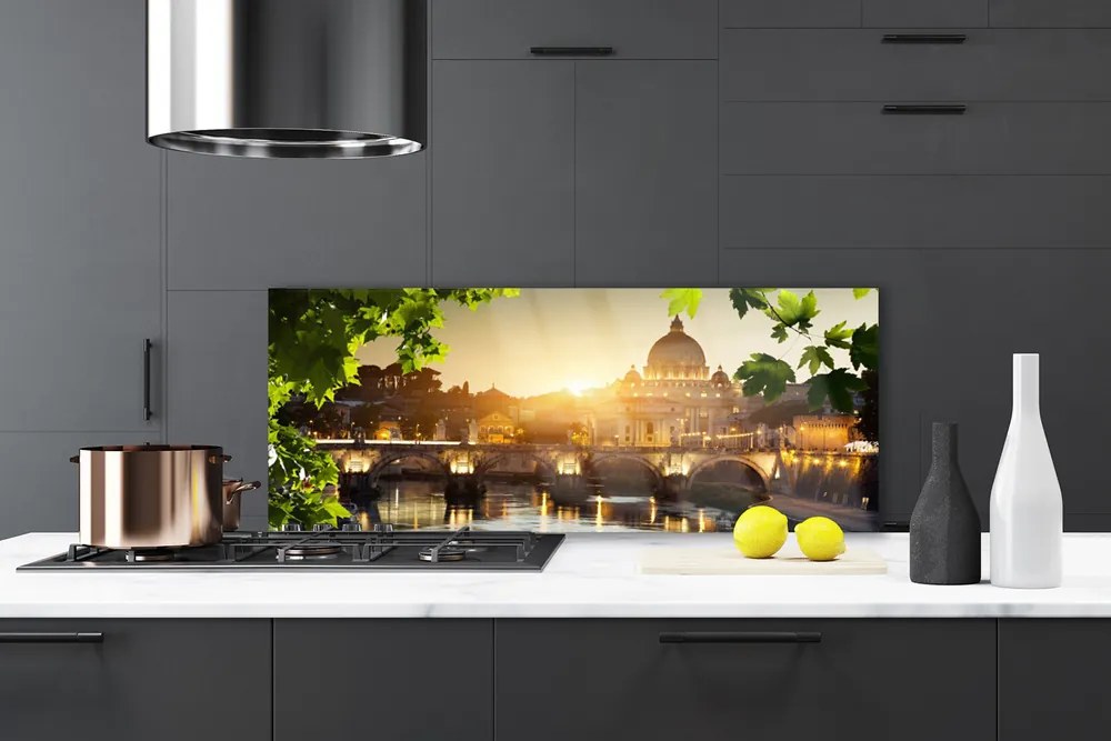 Szkło do Kuchni na Ścianę Nowoczesny Most nad Rzeką