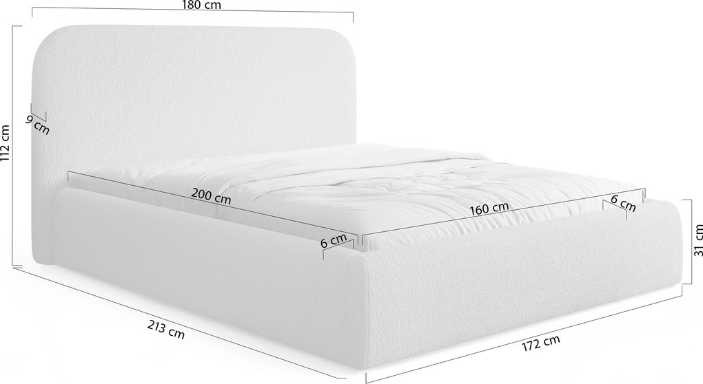 Łóżko tapicerowane Rasel 160x200 z pojemnikiem - beżowa bukla Quelle 03