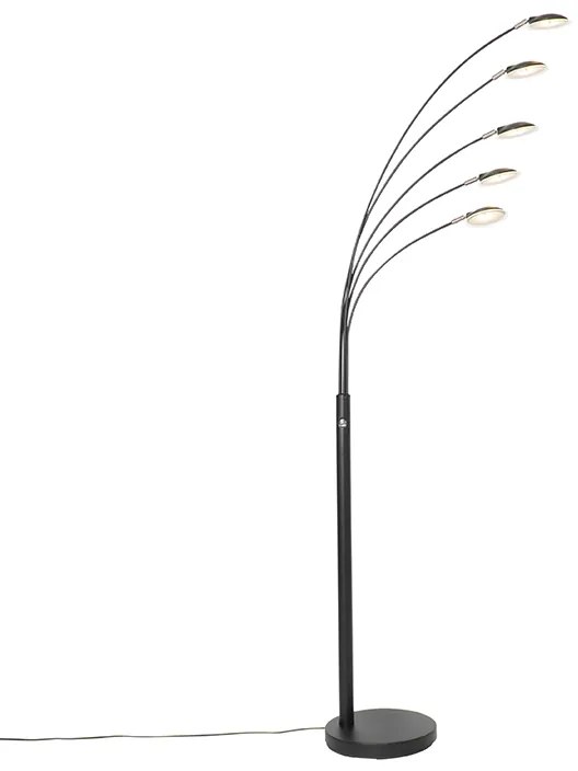 Designerska lampa stojąca czarna w tym 5-punktowy ściemniany LED - Sixties Trento