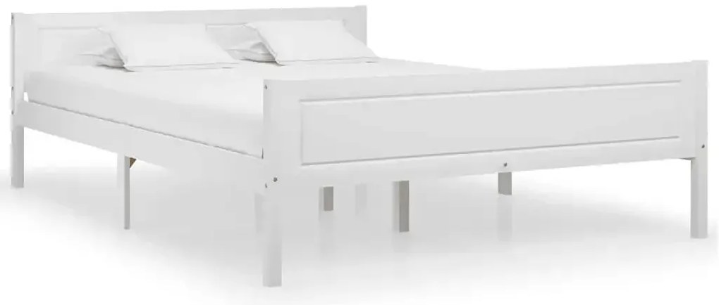 Białe dwuosobowe drewniane łóżko 140x200 W7-W74