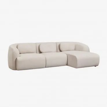 Sofa Modułowy Z Prawym Szezlongiem, 3-częściowy, Z Tkaniny Chenilla Coquette Szenila Kremowy Beż - Sklum