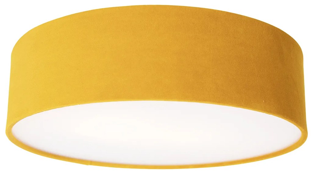 Nowoczesna lampa sufitowa ochrowa 40 cm ze złotym wnętrzem - Drum Nowoczesny Oswietlenie wewnetrzne