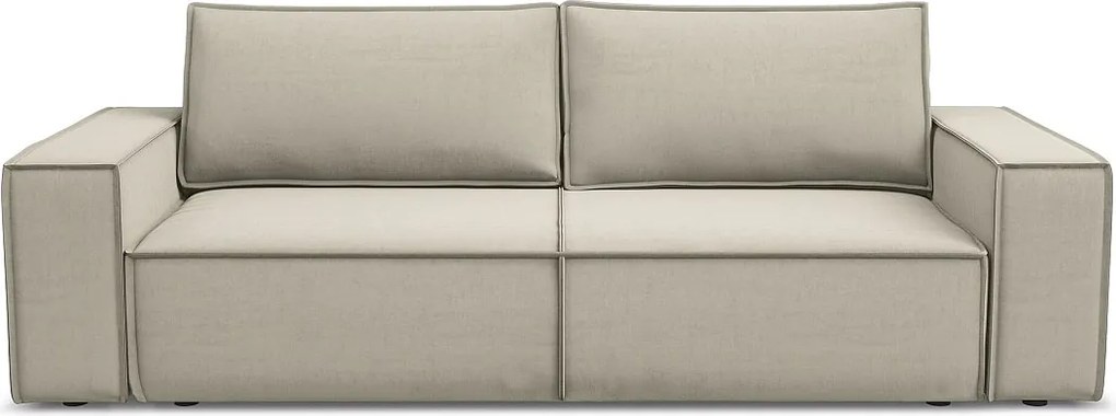 Kanapa 3-osobowa z funkcją spania - z tkaniny welwetowej - perłowy - KIMO