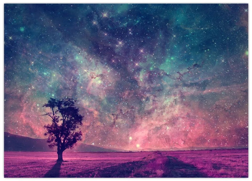 Obraz na szkle - Nieziemskie nocne niebo (70x50 cm)