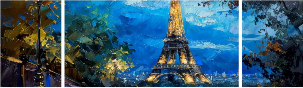 Obraz - Obraz olejny przedstawiający wieżę Eiffla (170x50 cm)