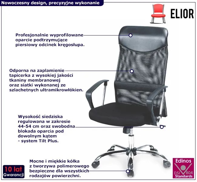 Ergonomiczny Biurowy Czarny Fotel Obrotowy Do Komputera P6-M78