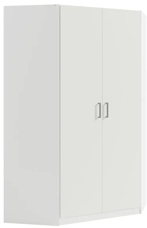Szafa narożna 5-drzwiowa z 6 szufladami - szer. 254 cm - Biały + Nadstawki - BELOMY
