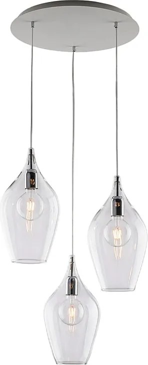 Lampa wisząca Ares Iron z przezroczystym szkłem Pyrex 3 światła 141 Ø50 BL273-S3-TR