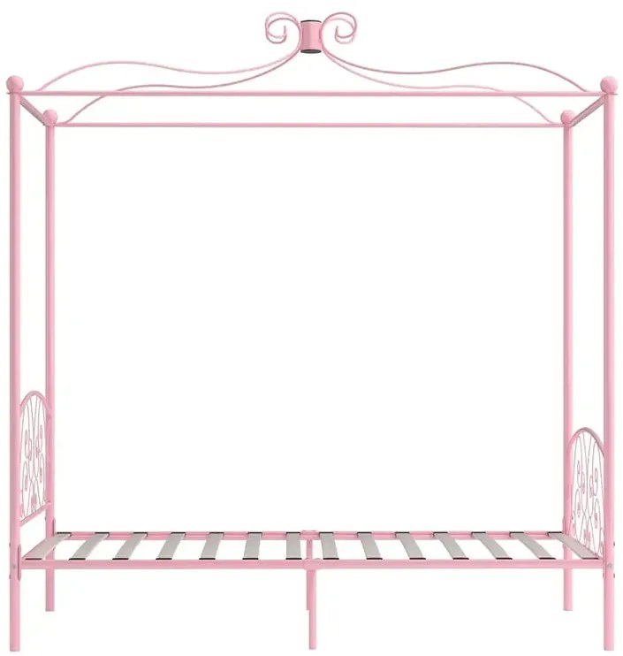 Różowe metalowe łóżko z baldachimem 100x200 cm - Ifrexi