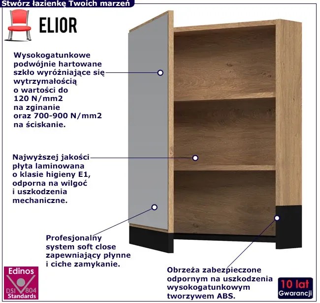Szafka łazienkowa z lustrem w kolorze dąb złoty L6-W90