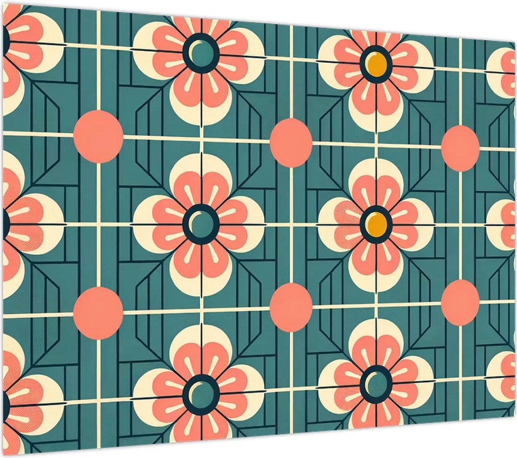 Obraz - Retro wzór z kwiatami (70x50 cm)